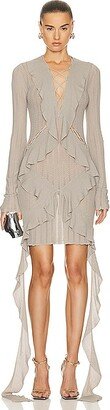 Snakeskin Ruffle Mini Dress in Grey