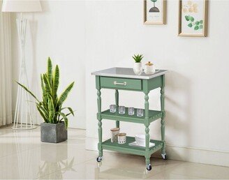 Carolina Kitchen Cart with Stainless Steel Top Green