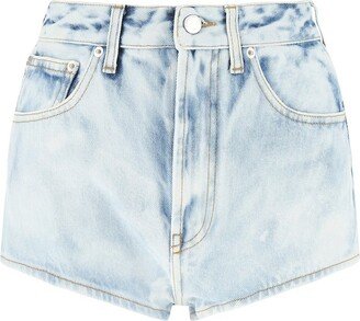 Logo Patch Bleached Denim Shorts