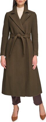 Faux Wool Belted Wrap Coat