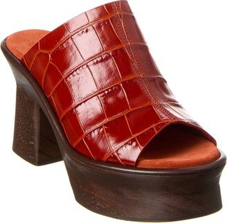 Samanta Croc-Embossed Leather Platform Sandal-AA