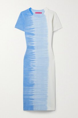 Tie-dyed Cotton And Cashmere-blend Piqué Midi Dress - Blue