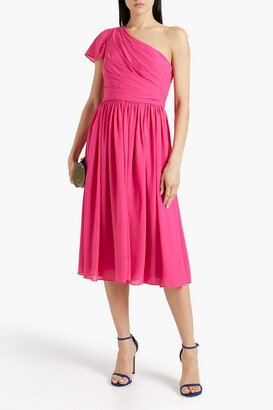 Mikael Aghal One-shoulder gathered crepe midi dress