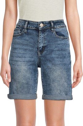 Copperflash Mid Rise Roll Cuff Denim Bermuda Shorts