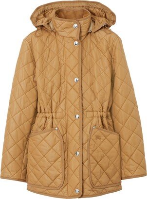 Diamond-Quilted Hooded Jacket-AB