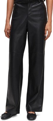 High Waist Straight Leg Faux Leather Pants