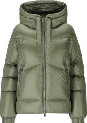 Aliquippa Green Short Hooded Down Jacket