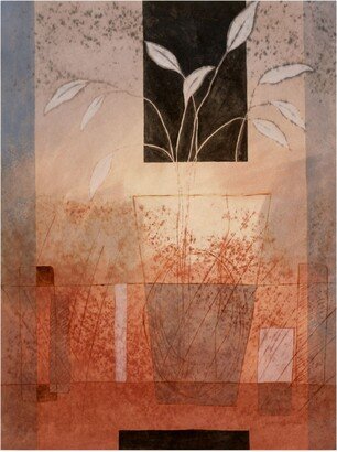 Pablo Esteban Leaves in Vase on Orange Canvas Art - 15.5 x 21