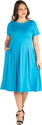 24seven Comfort Apparel 24even Comfort Apparel Women' Maternity Midi Dre-TURQ-1X