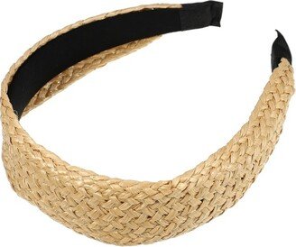 Unique Bargains Women's Fashion Non Slip Straw Wide Headband Khaki 1 Pc