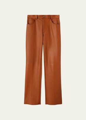 Alabama Leather Straight-Leg Pants