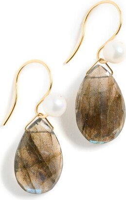 Women's Freshwater Pearl and Labradorite Teardrop Earrings