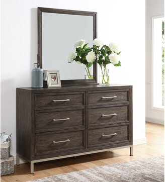 Strick & Bolton Bremond Walnut 6-drawer Dresser and Mirror