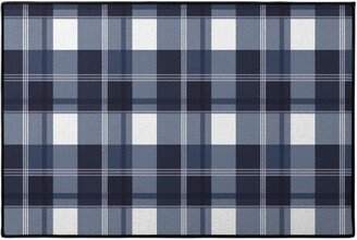 Door Mats: Navy Blue Plaid Door Mat, Blue