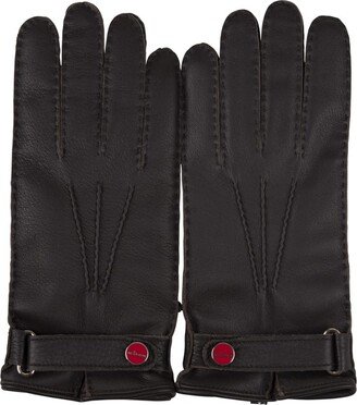 Dark Brown Leather And Cashmere Gloves