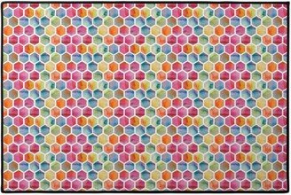 Door Mats: Watercolour Hexagons - Multi Door Mat, Multicolor