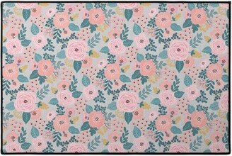 Door Mats: June Botanicals - Gray Door Mat, Pink