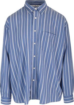 Logo Embroidered Striped Shirt-AG