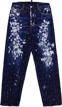 Paint Splatter Effect Embellished Jeans