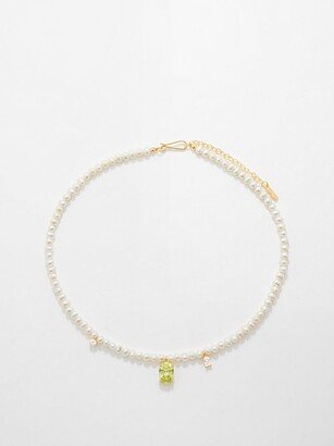 Pearl, Crystal & 14kt Gold-plated Necklace-AA