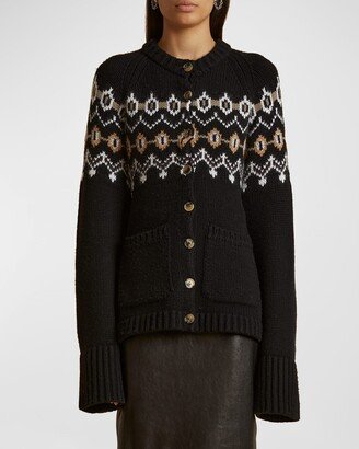 Suzette Cashmere-Blend Fair Isle Cardigan