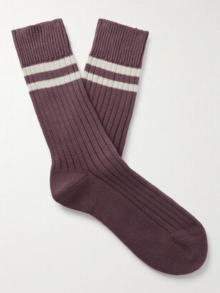 Striped Ribbed Cotton Socks-AA