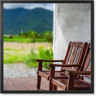 Photo Tiles: View From The Front Porch Photo Tile, Black, Framed, 8X8, Green