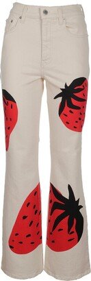 Strawberry Printed Bootcut Jeans-AA