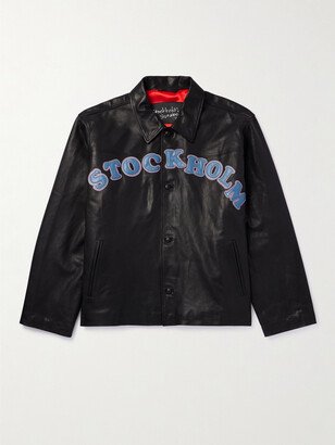 Logo-Appliquéd Leather Coach Jacket