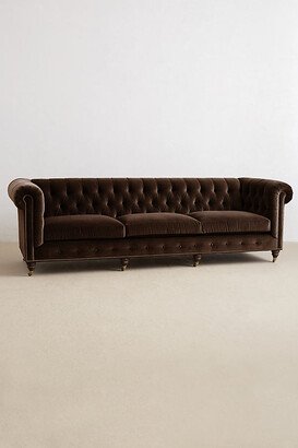 Velvet Lyre Chesterfield Grand Sofa, Hickory