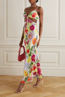 Poppies Cutout Floral-print Silk-charmeuse Maxi Dress - Multi