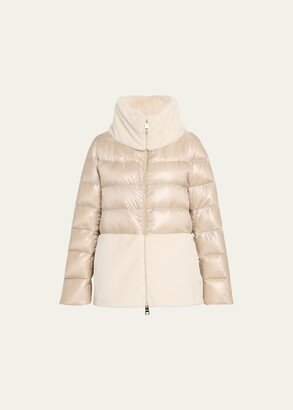 Quilted Puffer Jacket w/ Faux Fur Panel