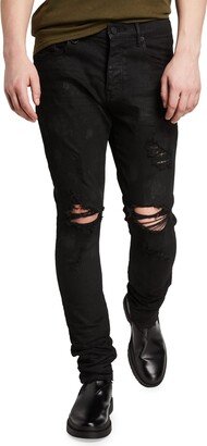 Men's Slim-Fit Coated Dark-Wash Jeans