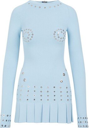 Embellished Crewneck Long-Sleeved Dress