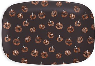 Serving Platters: Pumpkins Serving Platter, Brown