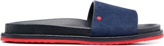 Suede-Strap Slides