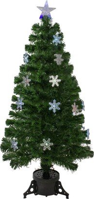 Northlight Pre-Lit Colour Changing Fibre Optic Artificial Christmas Tree with Snowflakes