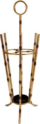 Antique Gold Iron Bamboo Umbrella Stand Angled - 12.5x12.5x35