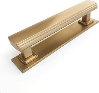 Satin Brass Square 4 Drawer Pull with Backplate, Pull. Knob. Cabinet