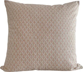 Rose Pink Fleur Motif Throw Pillow Cover - Floral Block Print Bolster Available in Lumbar, Bolster,