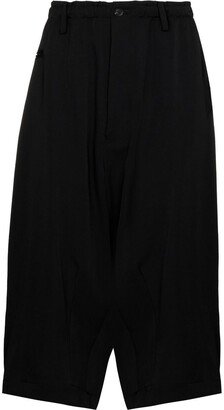 Cropped Wide-Leg Wool Trousers