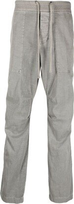 Slub-Textured Drawstring Straight-Leg Trousers