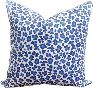 Cover Only | Blue Leopard Print Throw Pillow |Designed By Danika Herrick Grandmillennial