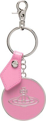 Orb-plaque leather keyring