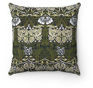 Floral Pillow, Tulip & Rose, Arts Crafts Movement, William Morris, Spun Polyester Square Pillow