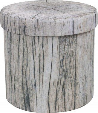 Log Print Storage Ottoman - Gray