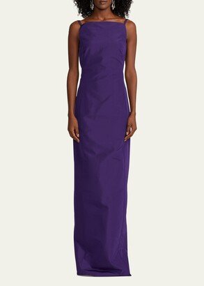 Krystina Straight-Neck Column Evening Dress