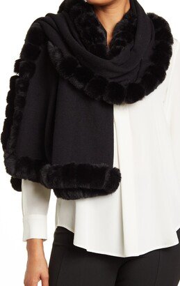 Faux Fur Trim Wrap Scarf