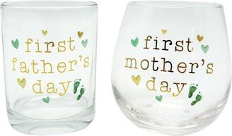 Tmd Holdings First Fathers and Mothers Day Craft Stemless Wine and Rocks Glass 2 Piece Set