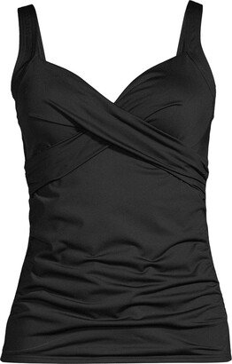 Women's Petite V-Neck Wrap Underwire Tankini Swimsuit Top Adjustable Straps